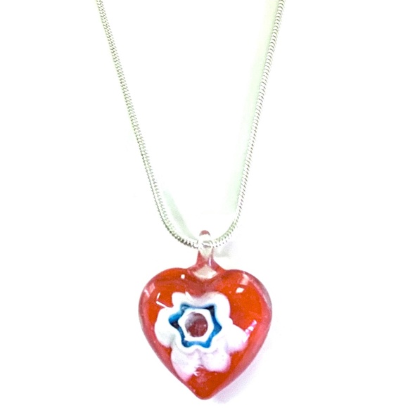 Unique Heart Shaped Glass Necklace - Picture 1 of 6